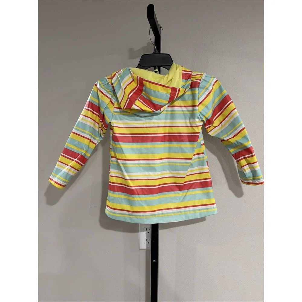 Cherokee Girls 5T Rain Jacket Hooded Multicolor Striped Lightweight Raincoat F44